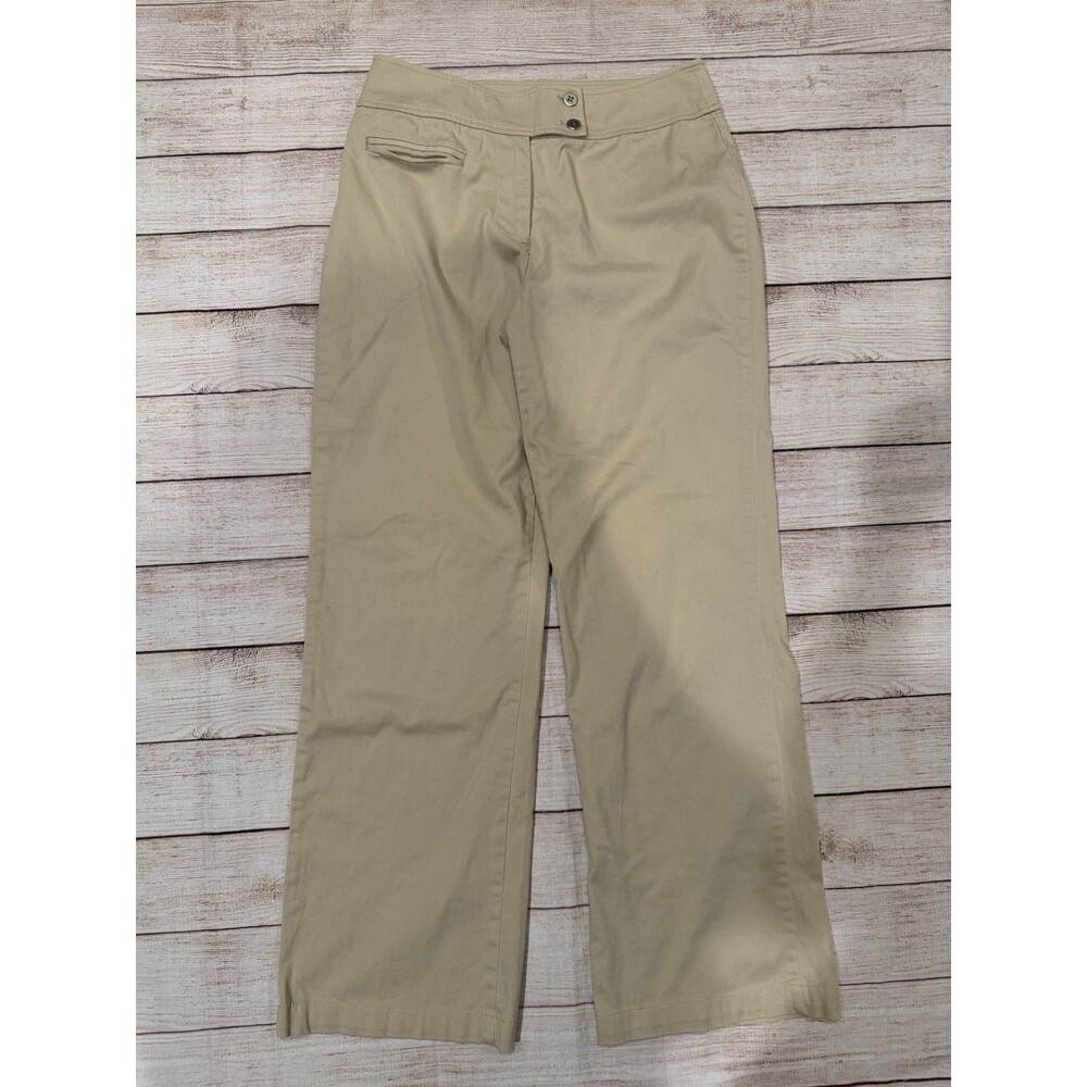 Chico’s khaki straight-leg dress casual trousers Small